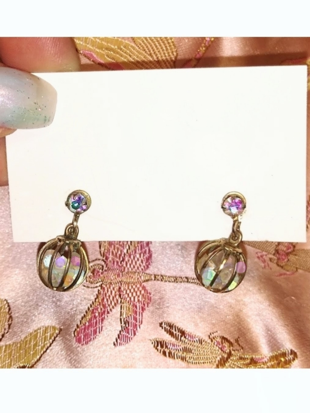 "Crystals in a Cage" Vintage Screwback Earrings